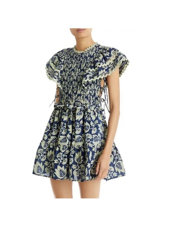 Sea Dresses & Skirts - Sea New York Linda Navy and Cream Floral Smocked Mini Dress
